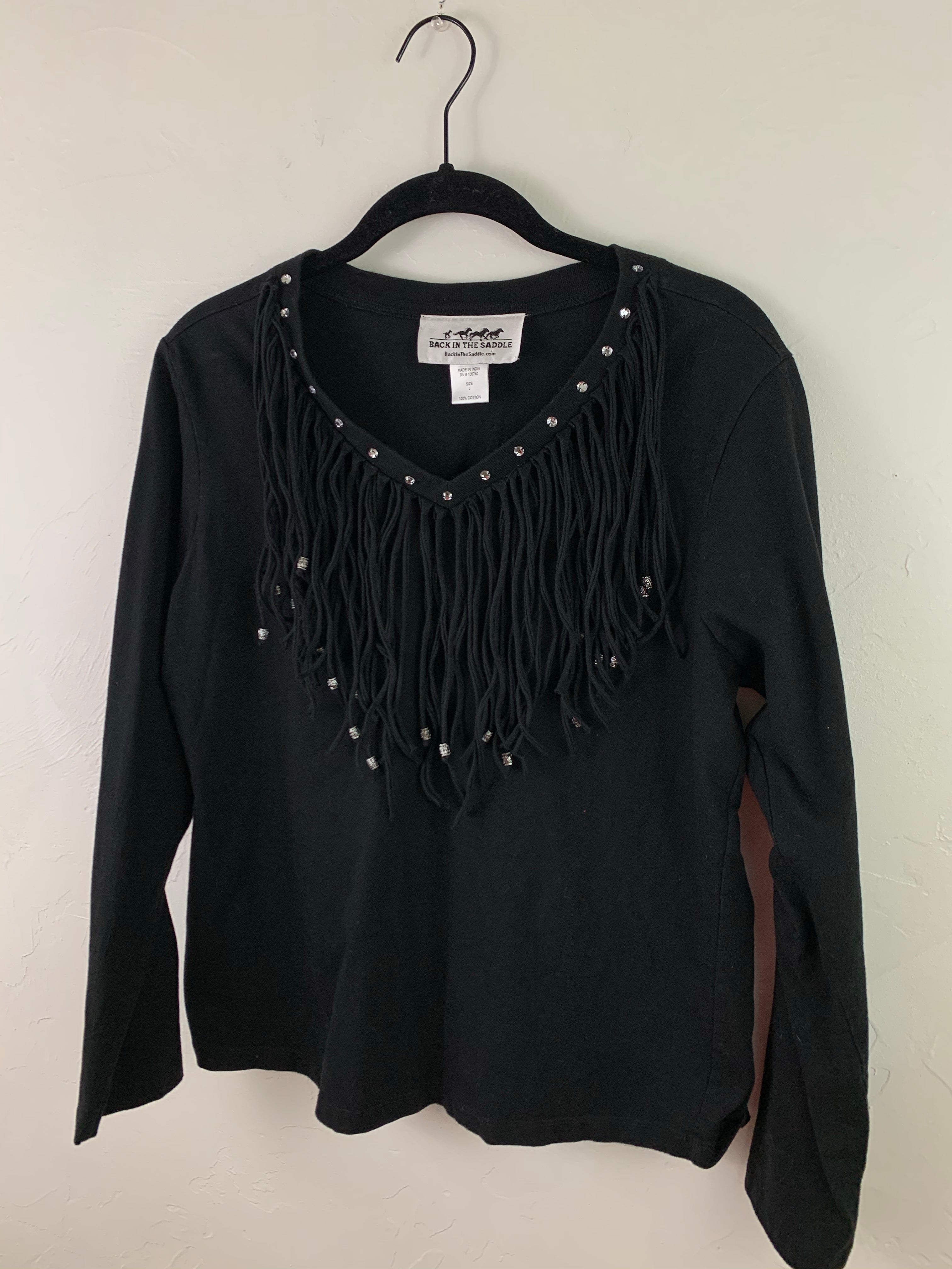 Fringe neckline top