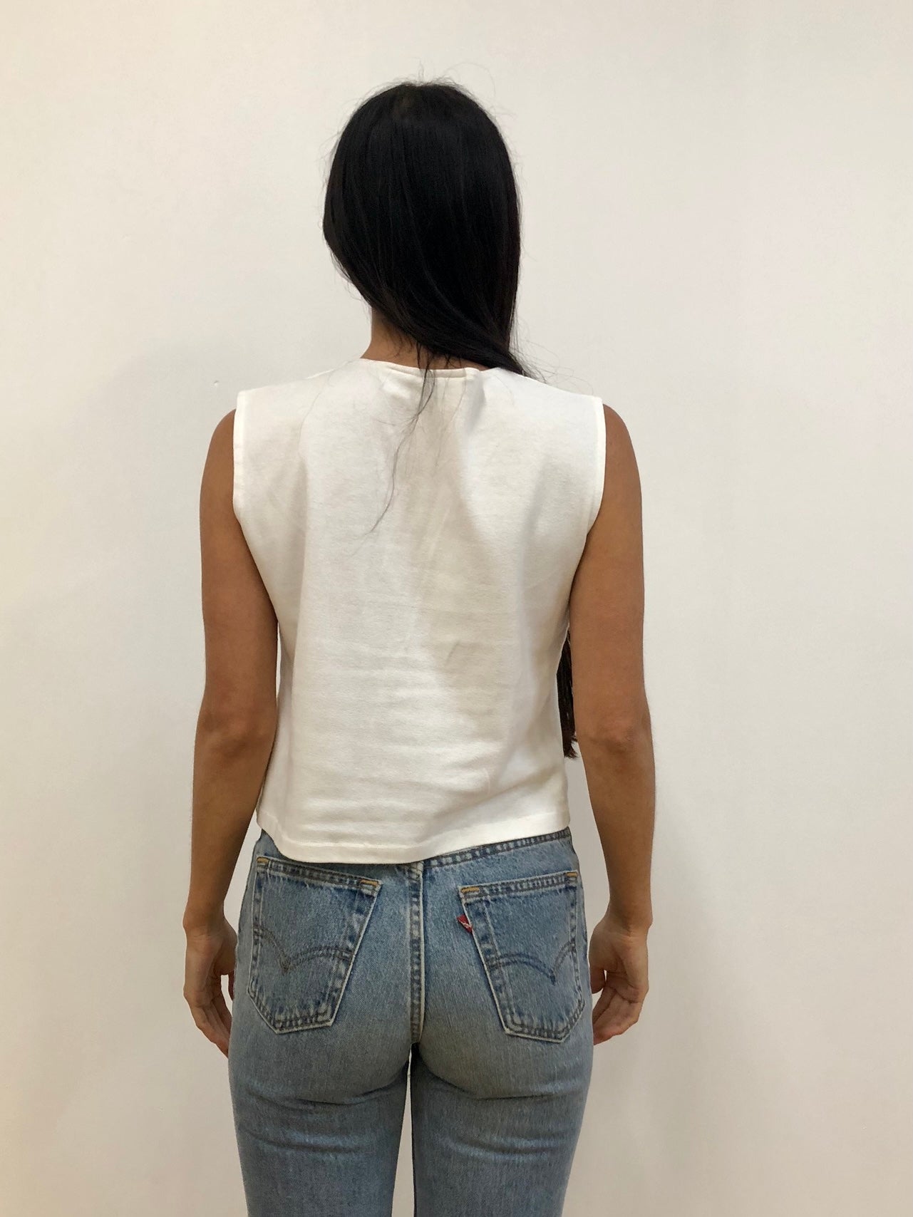 White Lace Up Top