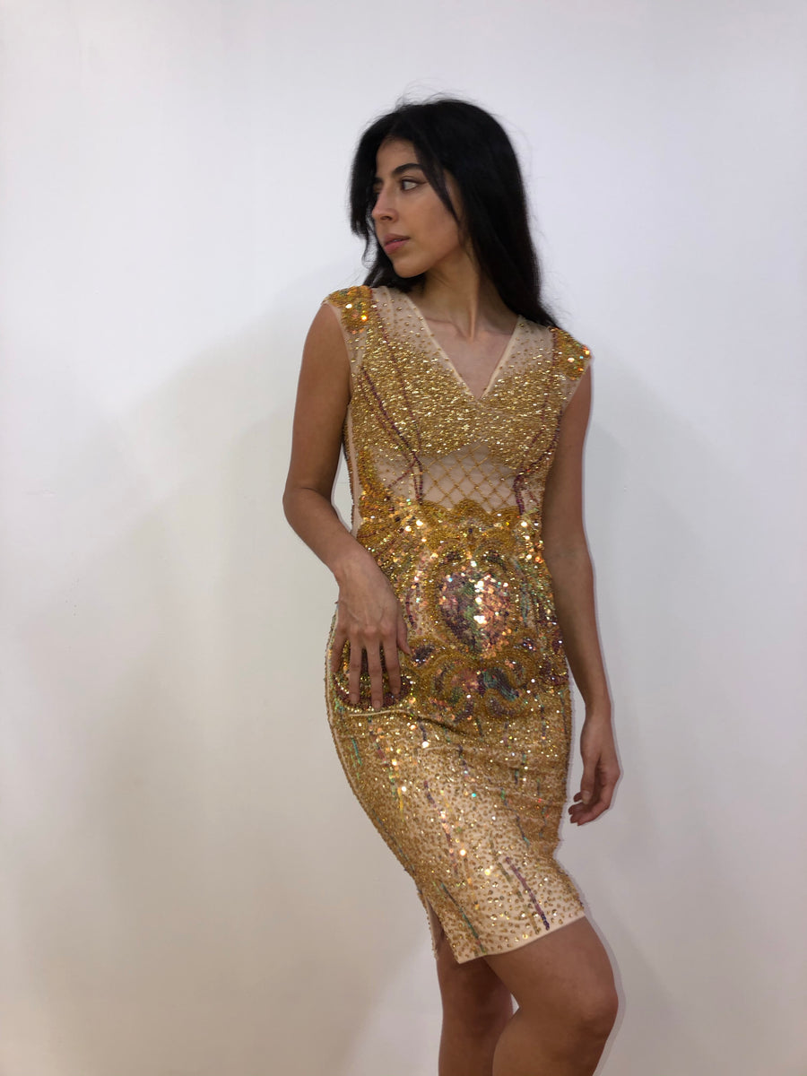 Gold beadwork dress