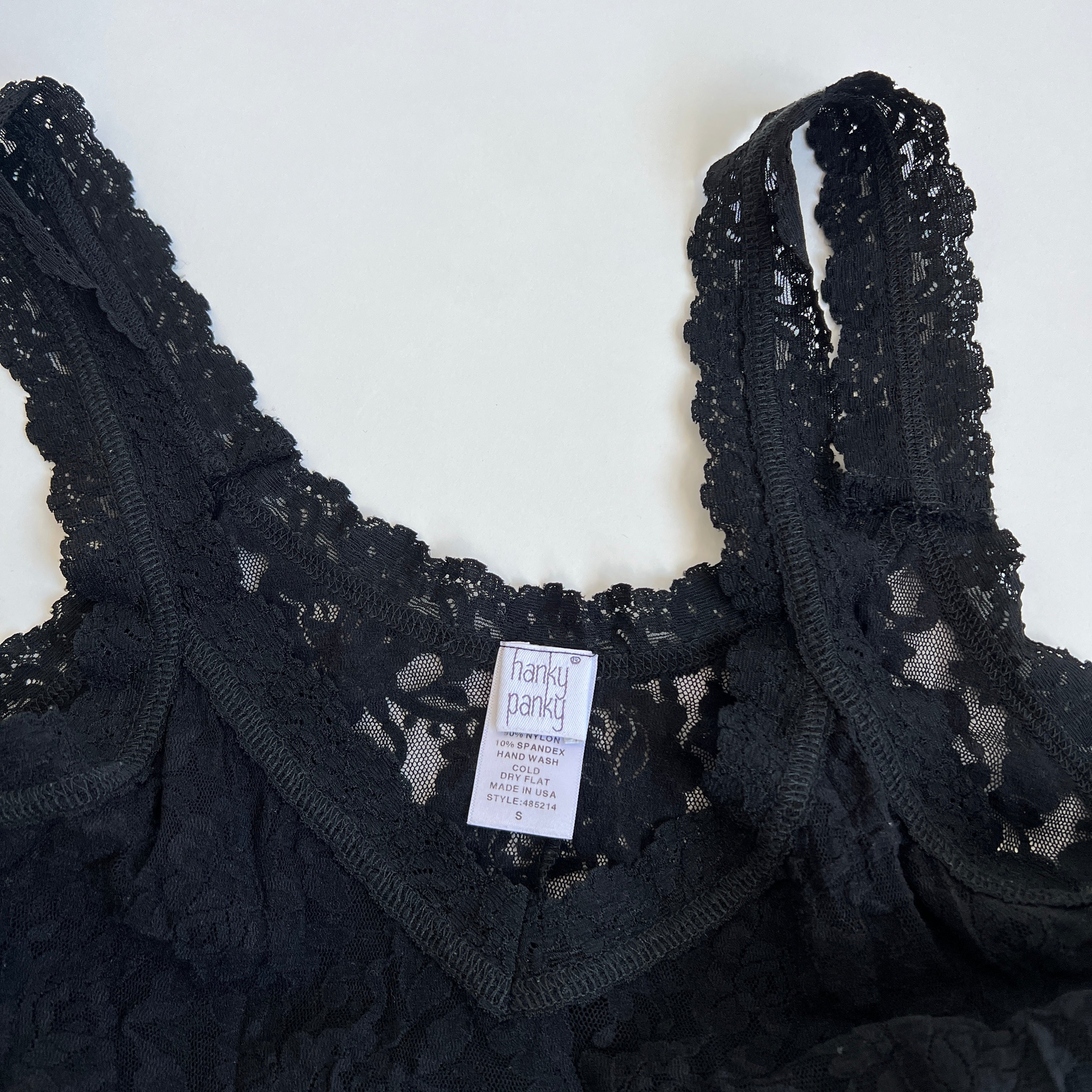 black sheer lace slip S