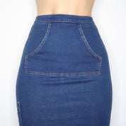 Denim Cargo Maxi Skirt (XS-S)