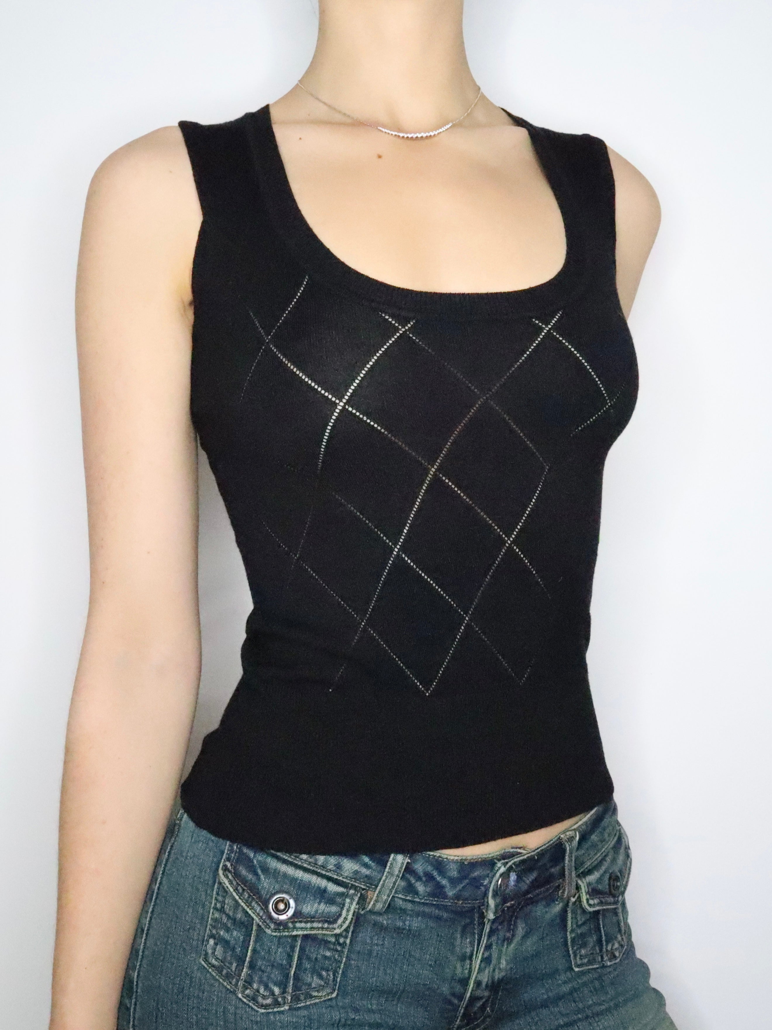 Black Knit Tank Top (XS-S) 