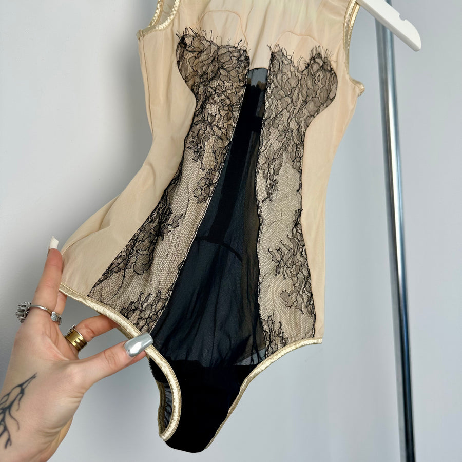 Nude Lace Lingerie Bodysuit (XS/S) — Holy Thrift