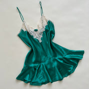 Vintage satin emerald slip