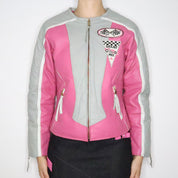 Pink Leather Racer Jacket (Small)