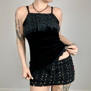 Y2k Velour Sequin Lace Trim Cami