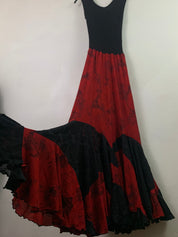 Red rose flowy dress