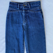embroidered trim high waist jeans