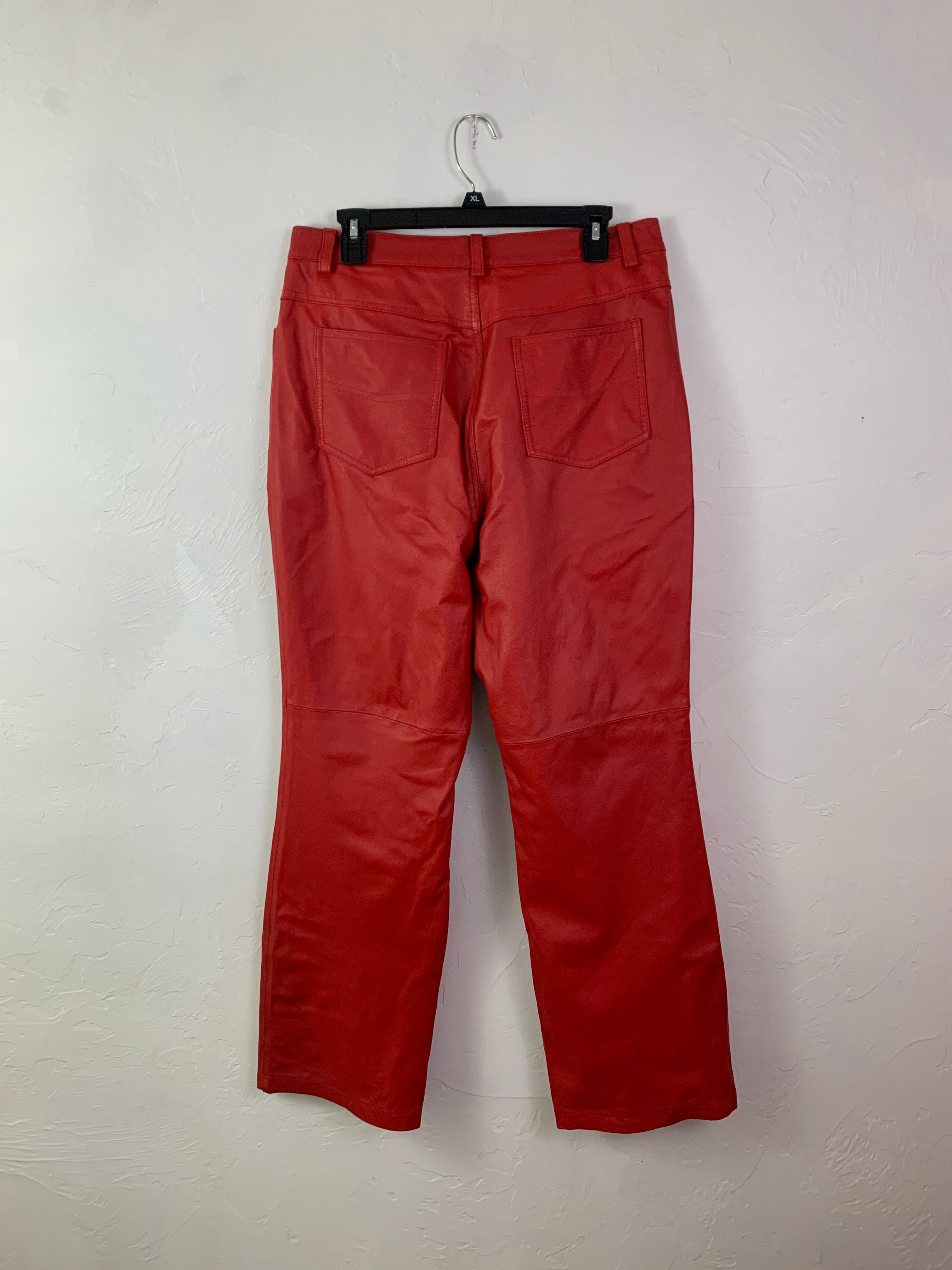 Red leather pants