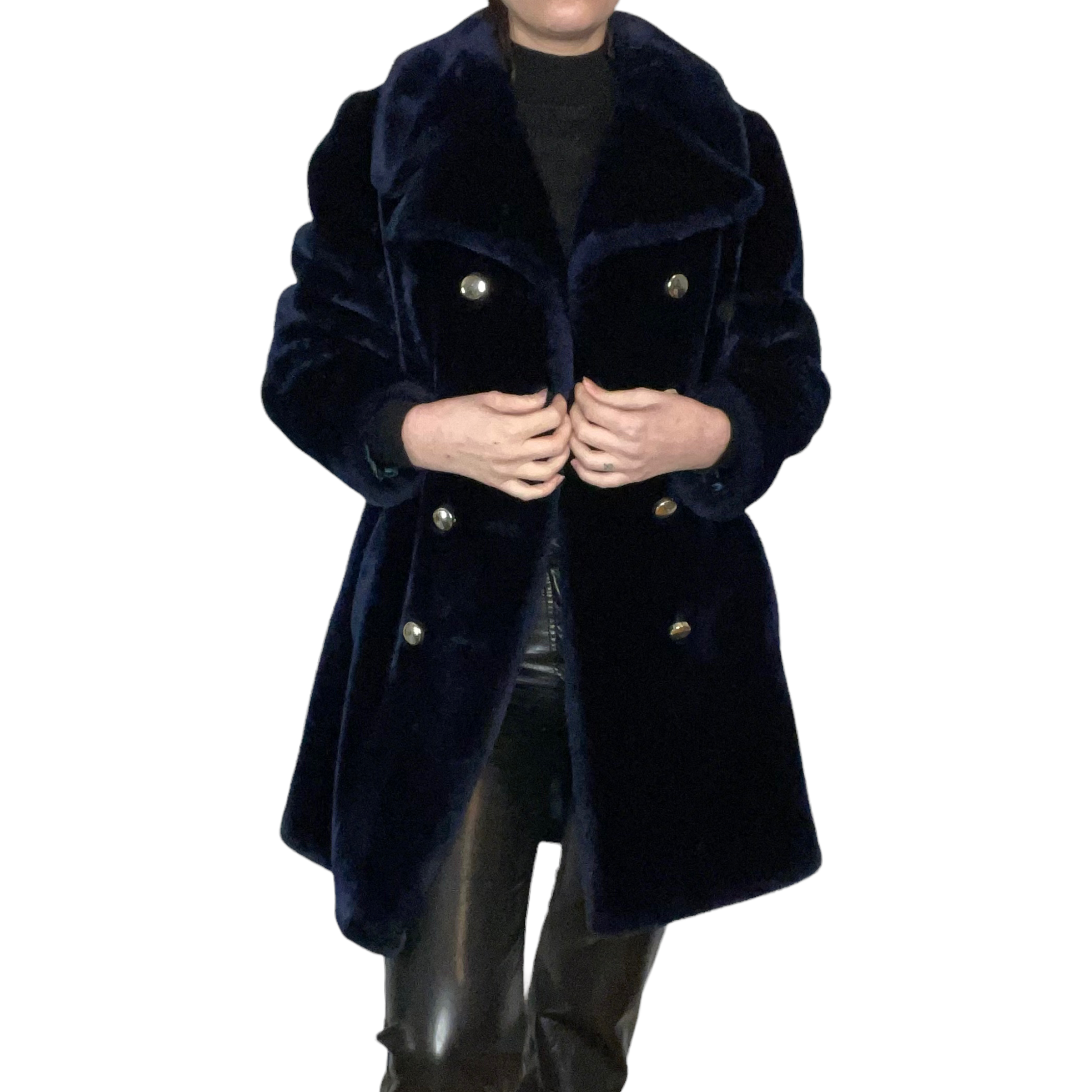 vintage navy blue fur coat