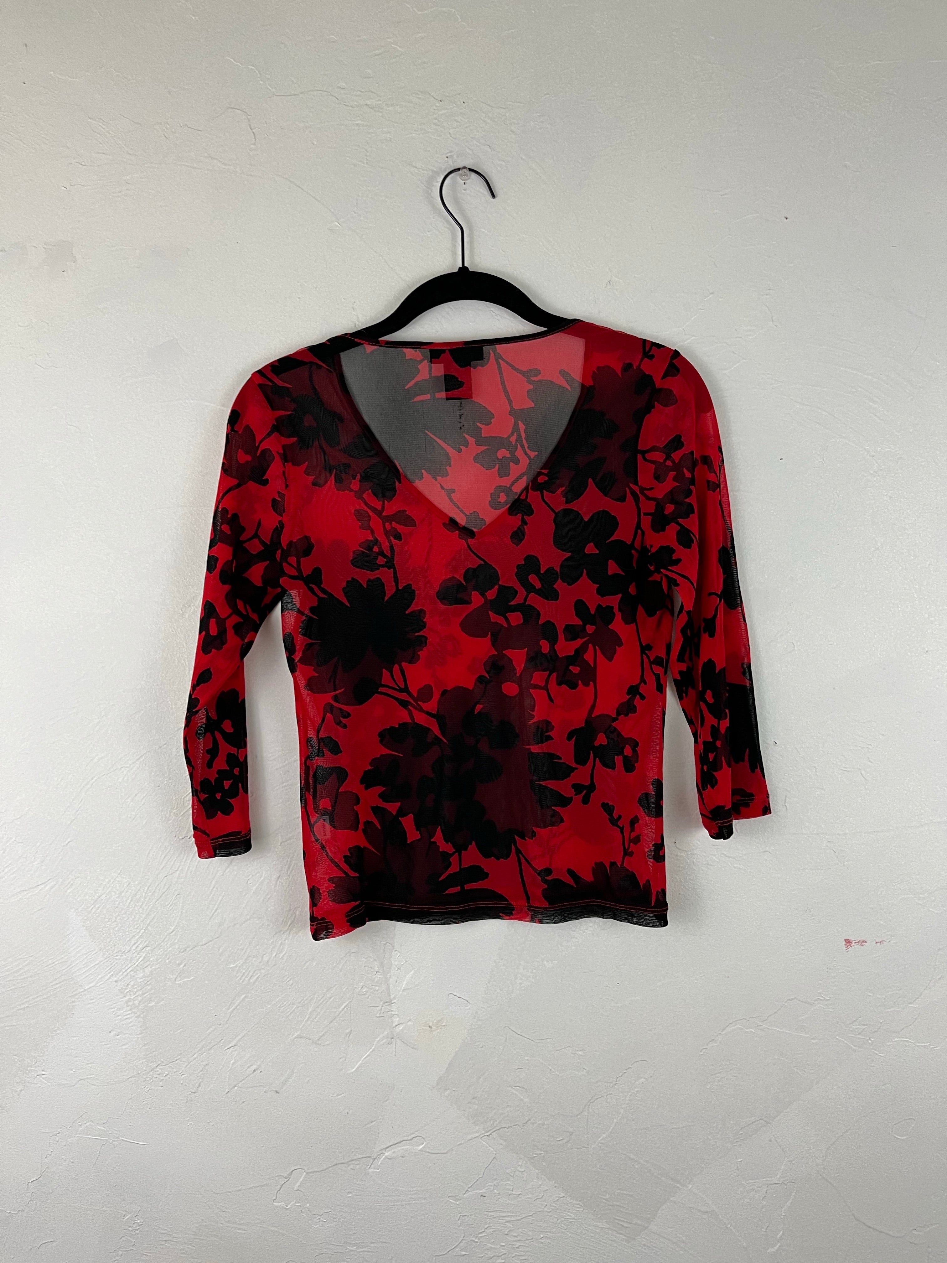 Red sheer top