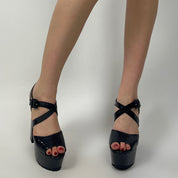 Snake Skin Print Black Platform Heels (8)