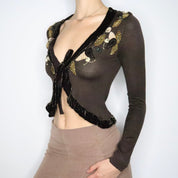 Moschino Brown Silk Fairy Cardigan (Small)