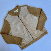 Suede + ribbed knit jacket
