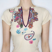 Beaded Paisley Tee (S-M) 
