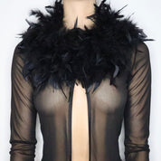 Black Feather Trim Cardigan (S-M)