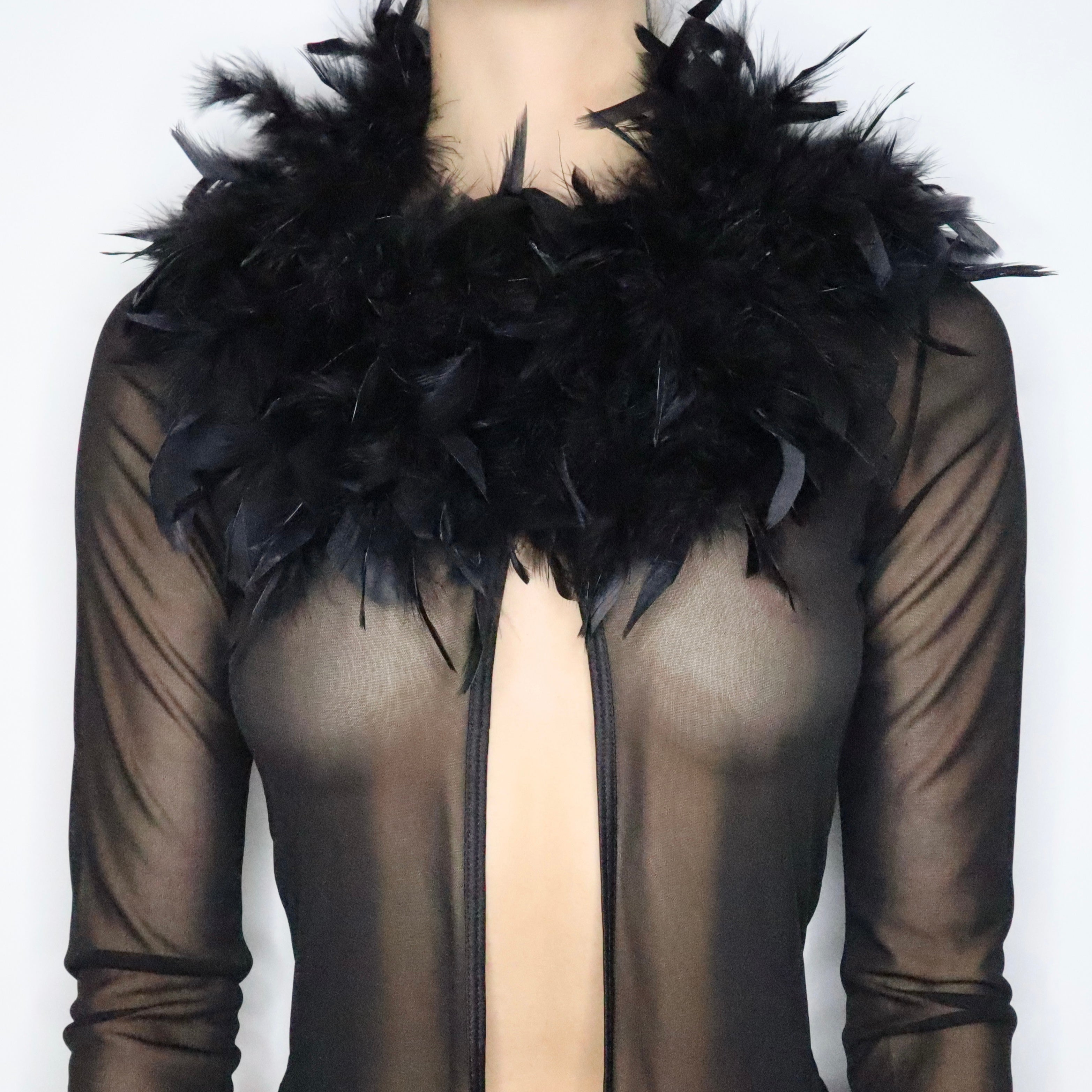 Black Feather Trim Cardigan (S-M)