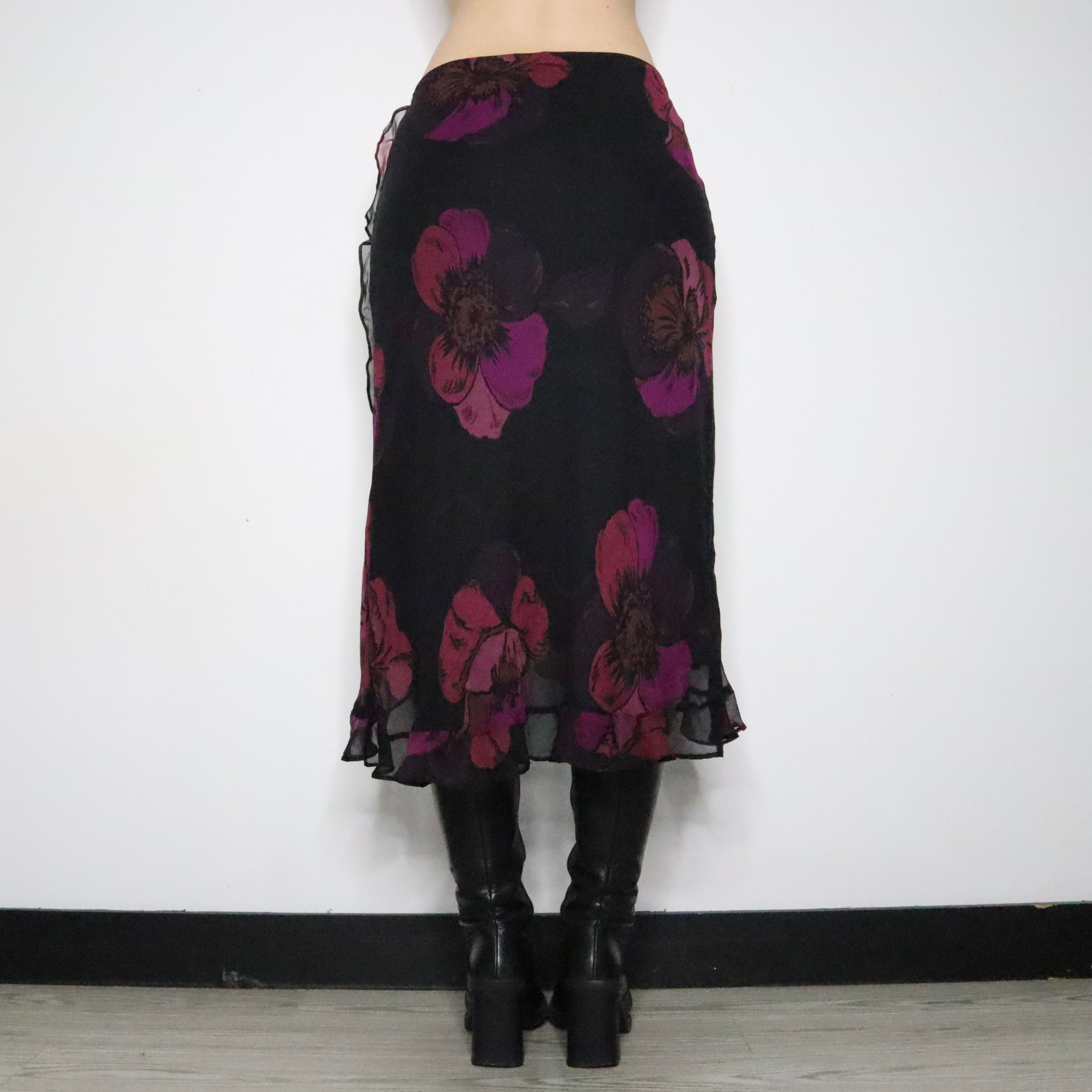 Betsey Johnson Silk Midi Skirt (Large)