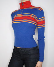 Quarter Zip Striped Sweater (Small) 