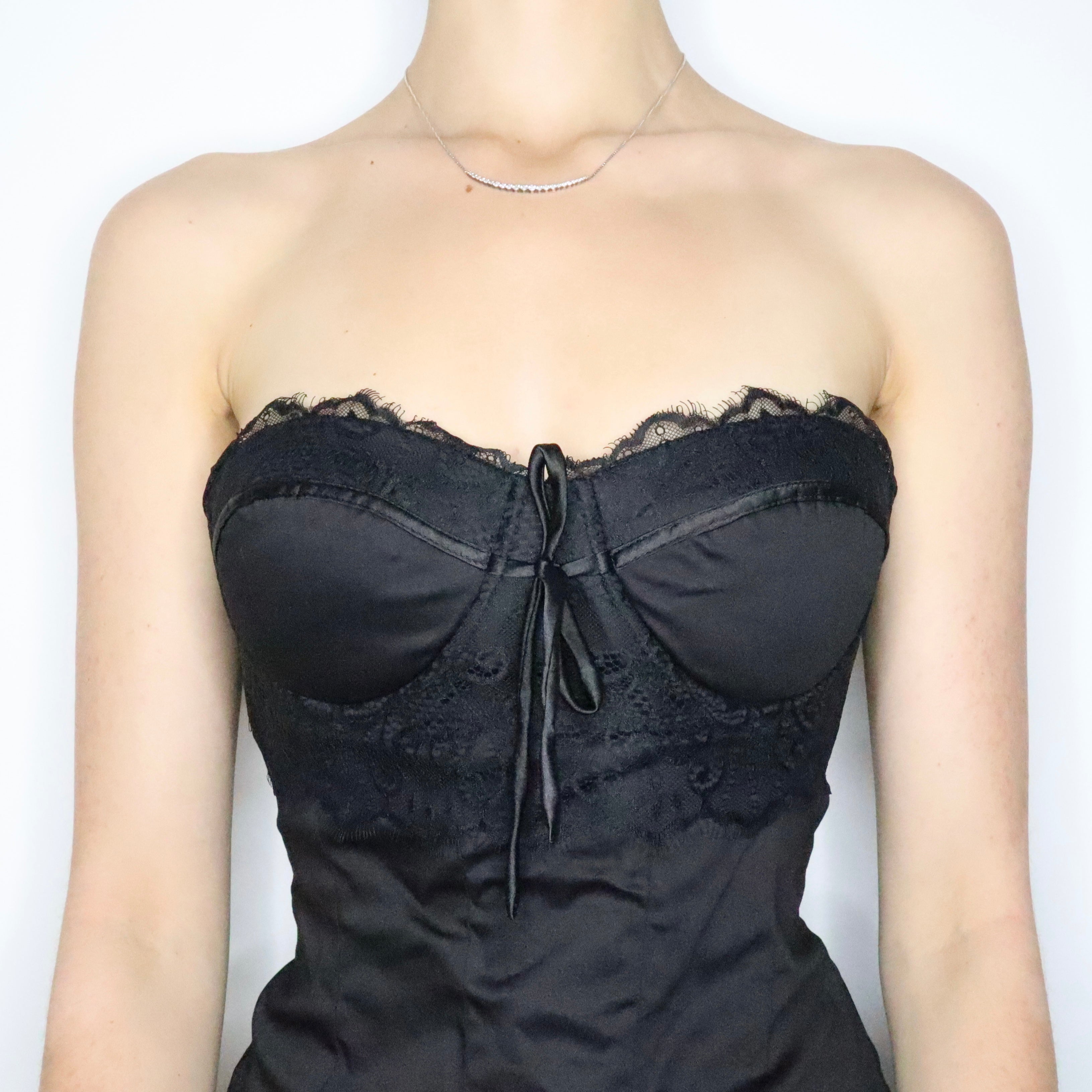 Black Strapless Bustier Top (Medium)