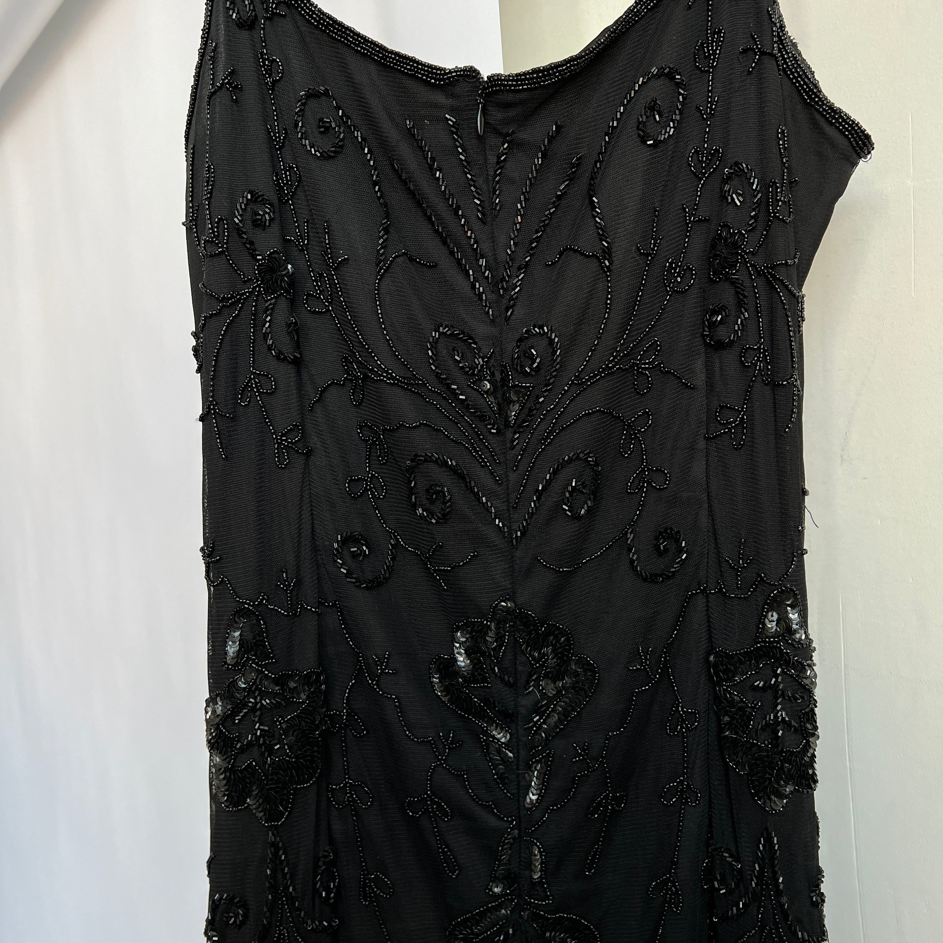 heavily beaded black maxi dress