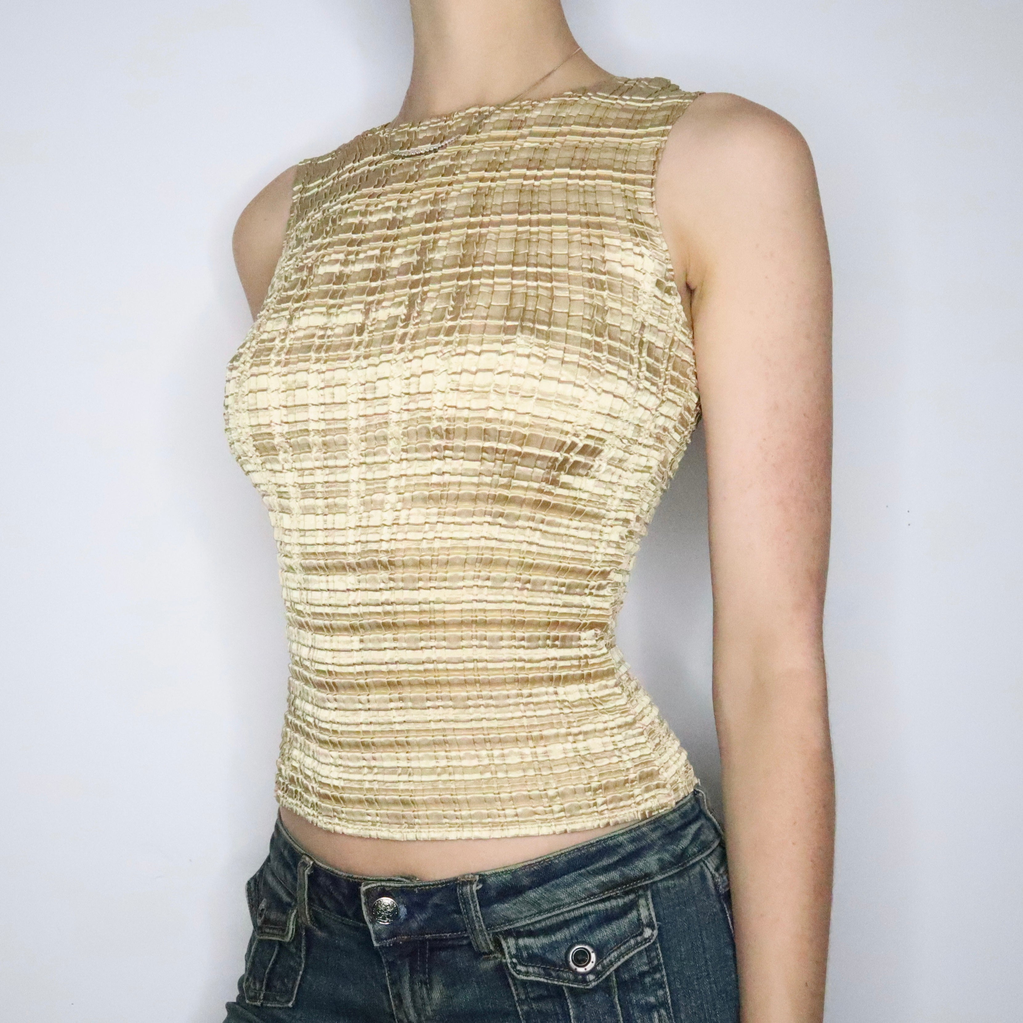 Gold Textured Sleeveless Top (S-M)