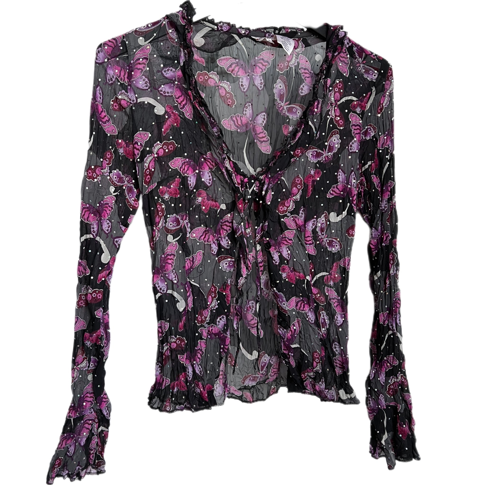 Y2K sheer butterfly top