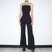 Black Diamanté Jumpsuit (M) 