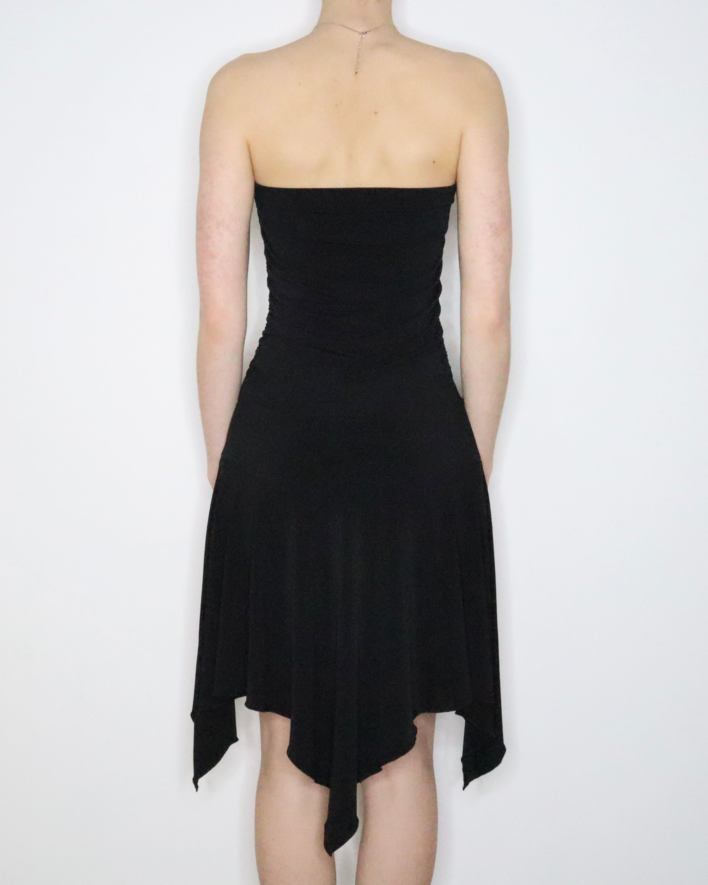 Black Handkerchief Hem Dress (M-L) 