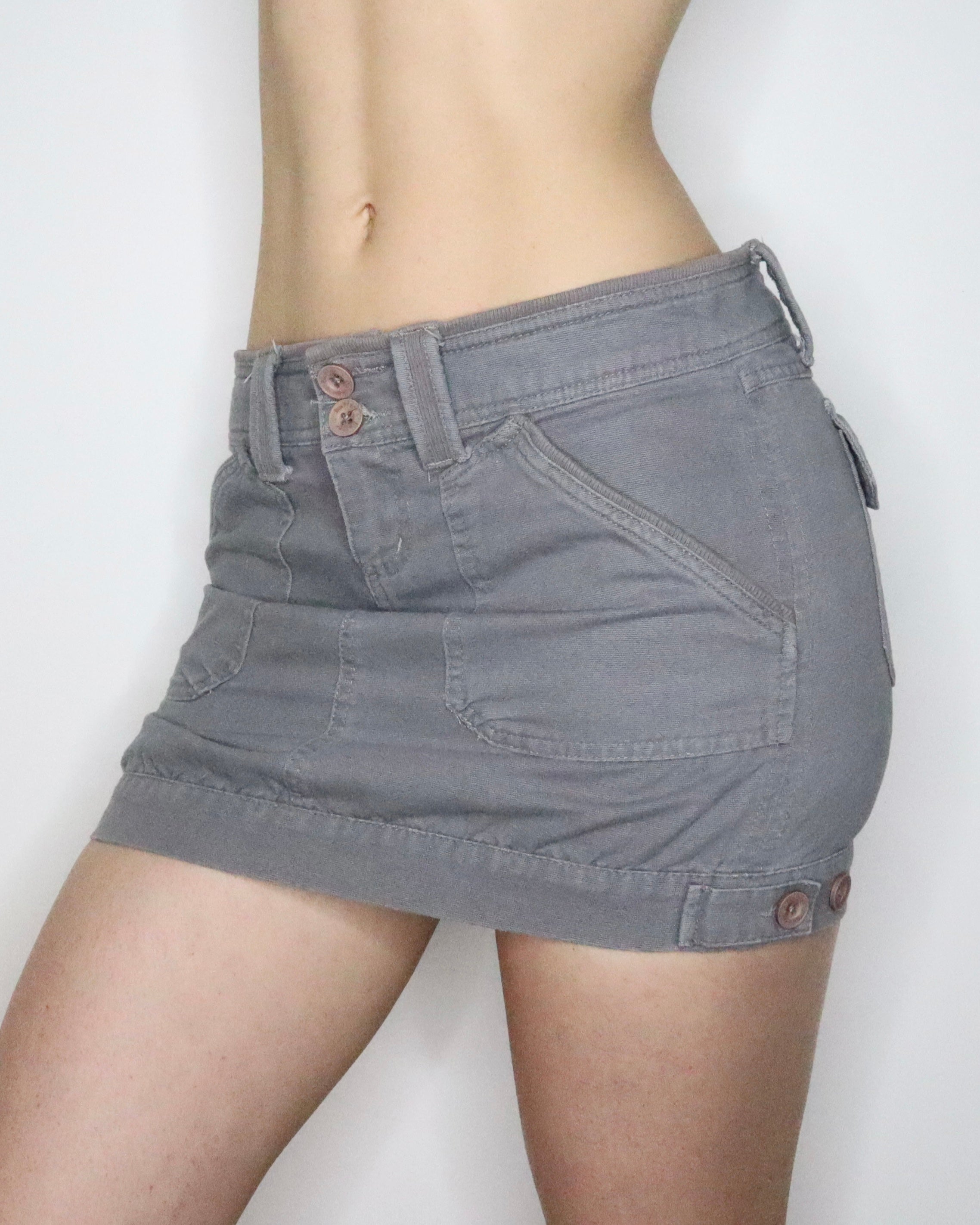 Gray Cargo Mini Skirt (Small)