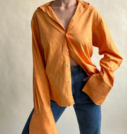 Sherbet orange jacquard button down