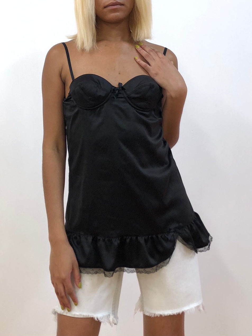 Black Silk Bustier Top