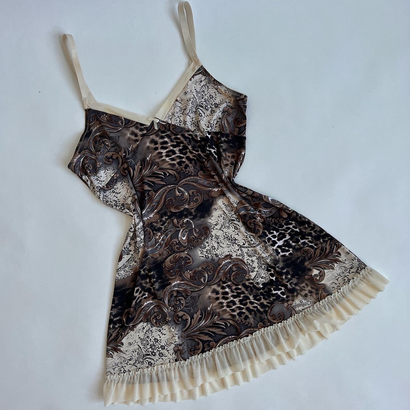 mixed print babydoll slip