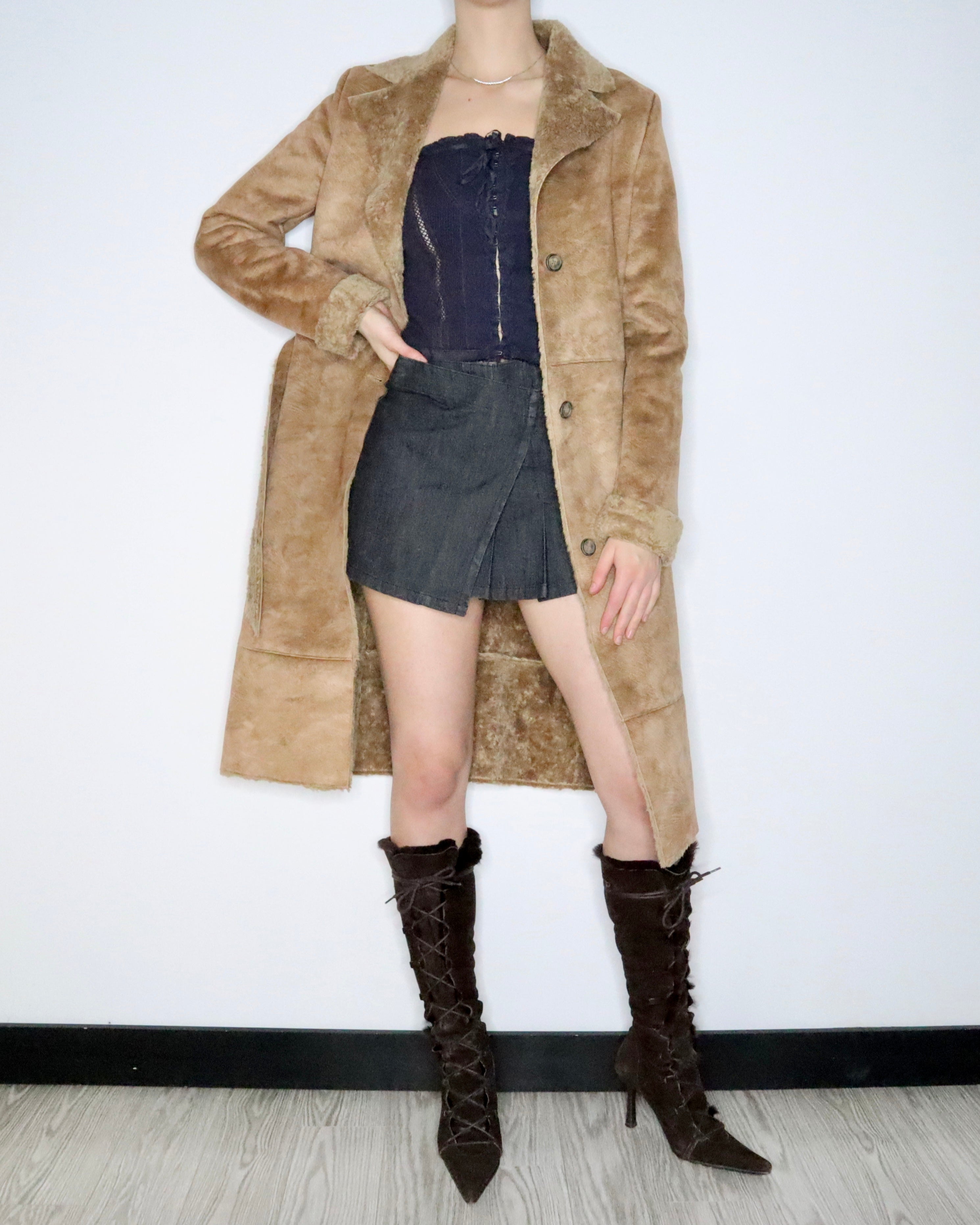 Caramel Faux Suede Coat (Medium) 