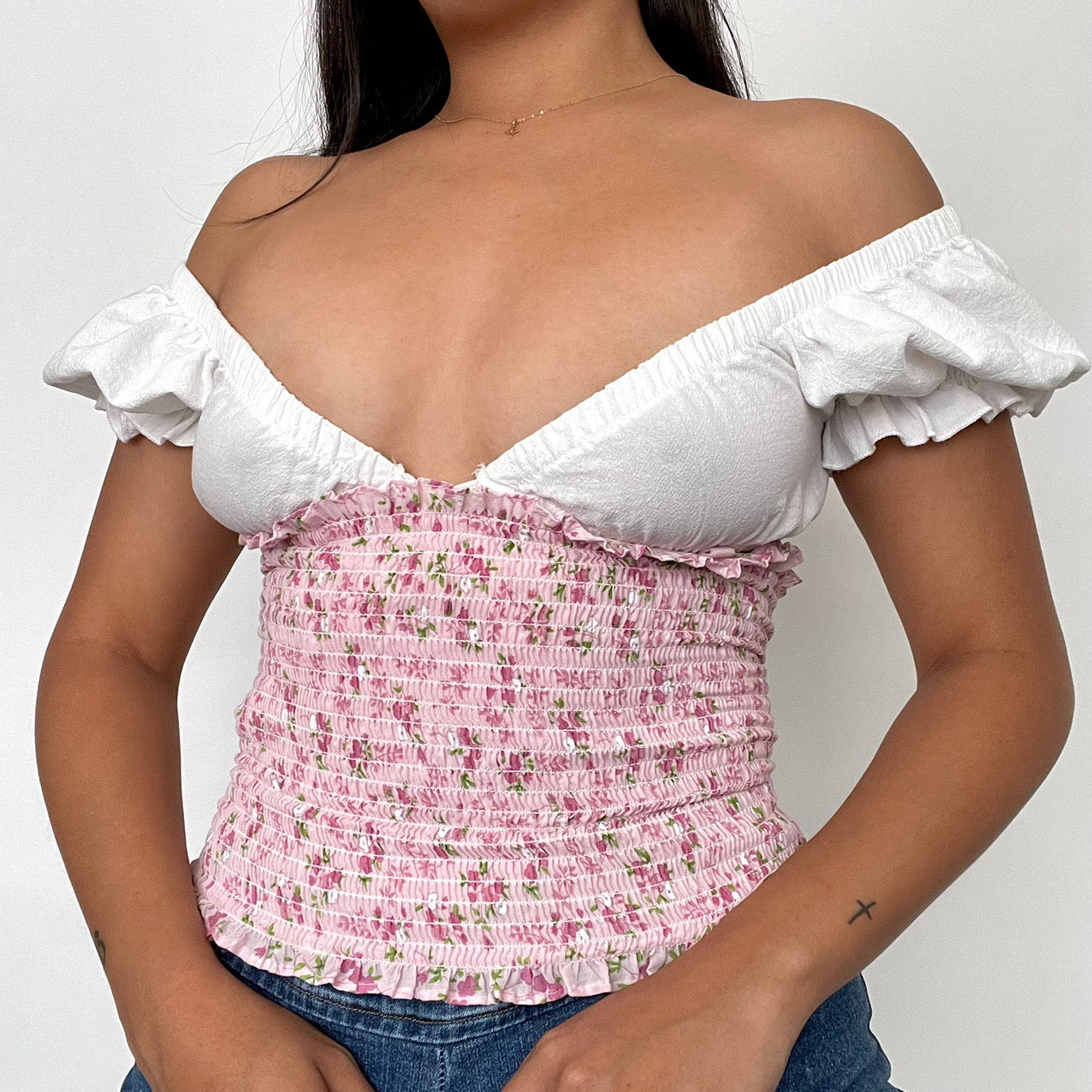Pink floral crop