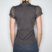 Gray Short Sleeve Blouse (M) 