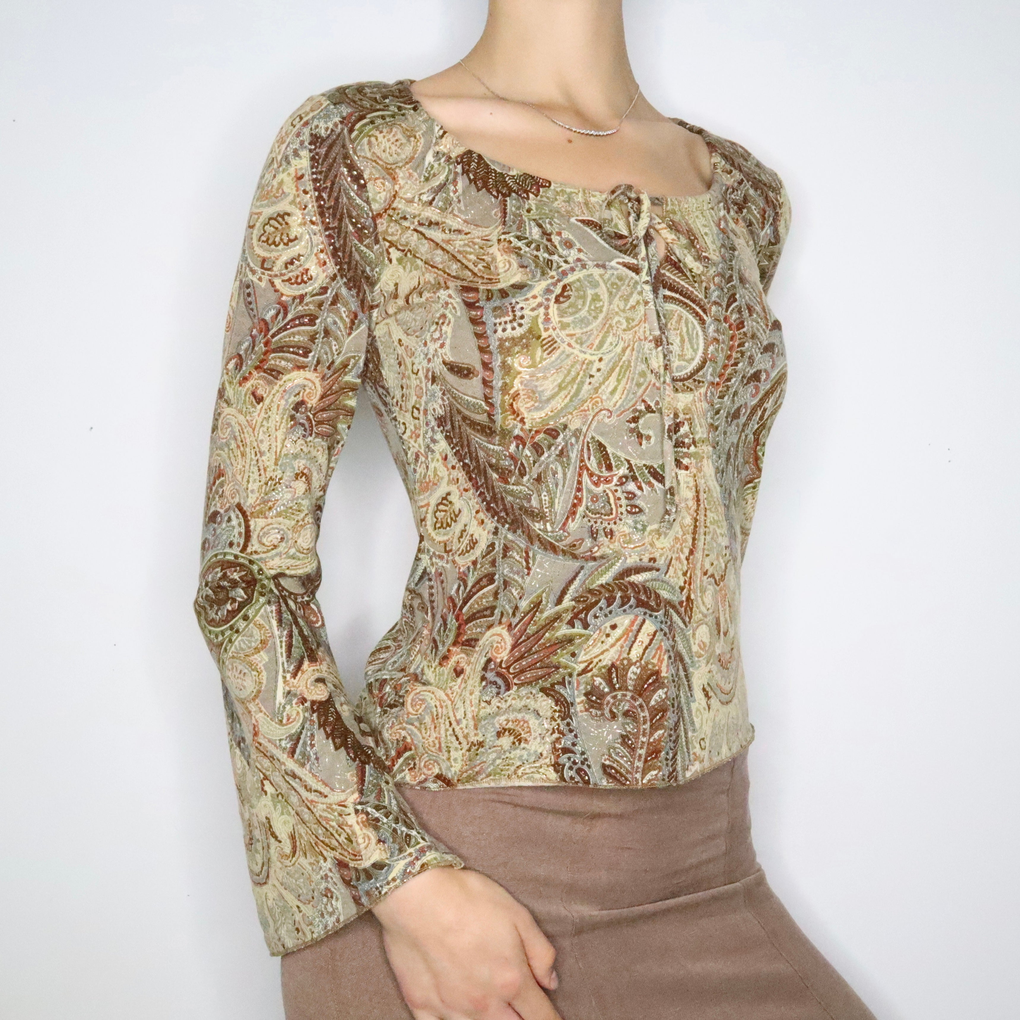 Paisley Bell Sleeve Blouse (Medium)