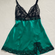 Satin emerald sequin slip