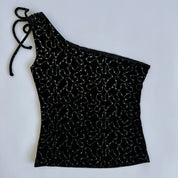 90s Black glitter crop (S)