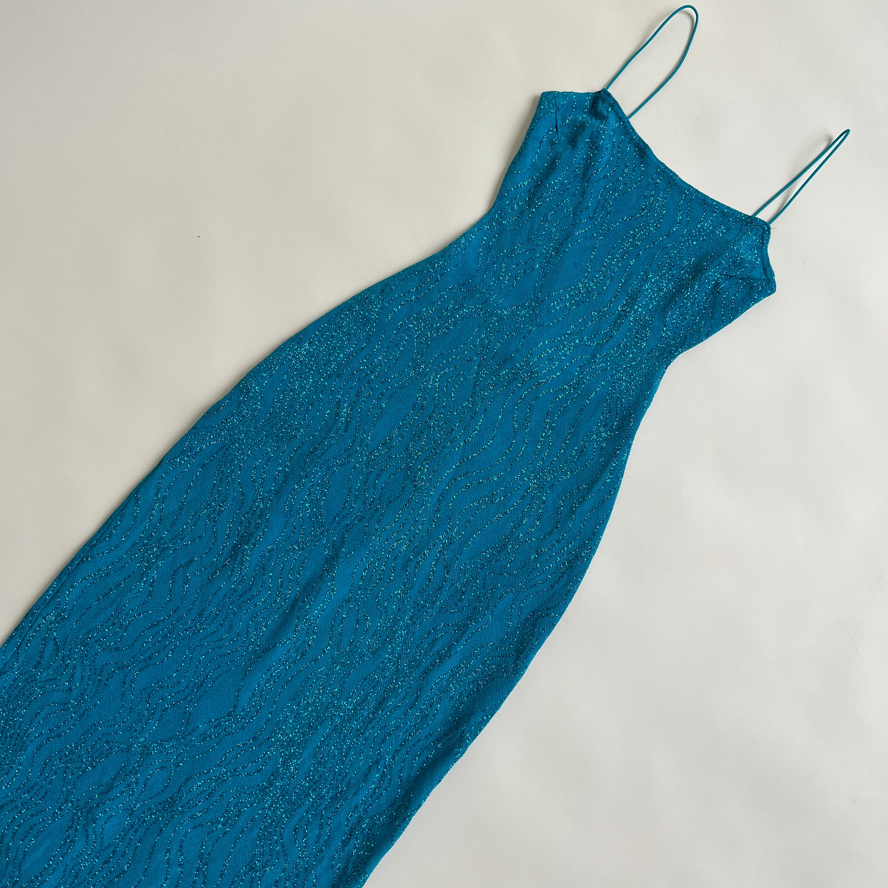 Y2k backless glitter maxi sz m
