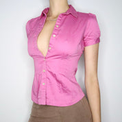 Pink Button Up Blouse (XS-S)