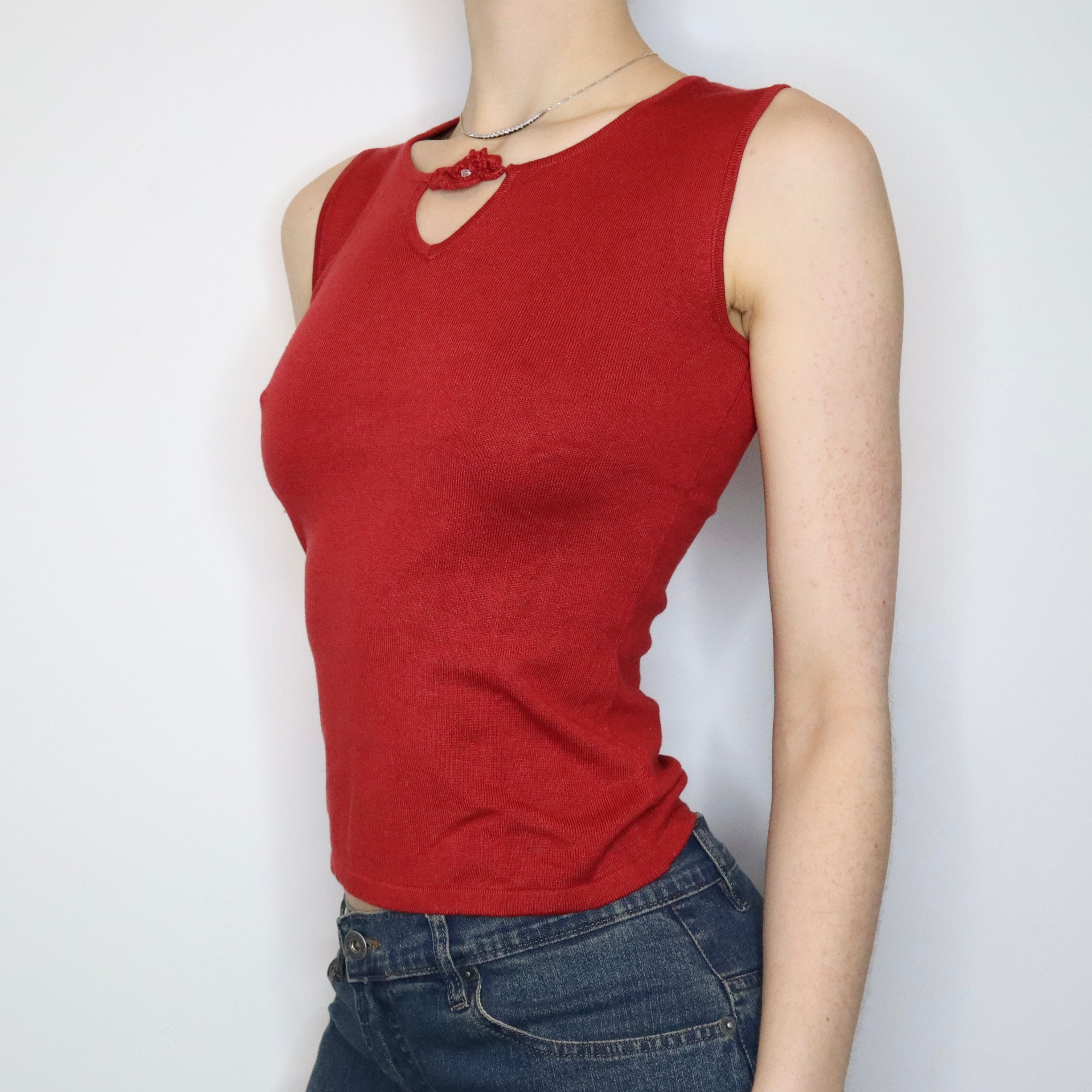 Brick Red Keyhole Tank Top (XS-S) 