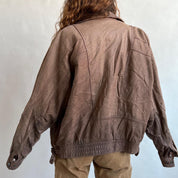 Vintage toffee leather bomber