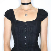 Black Button Up Blouse (XS-S) 