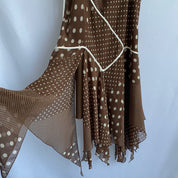 Brown / white polka dot midi
