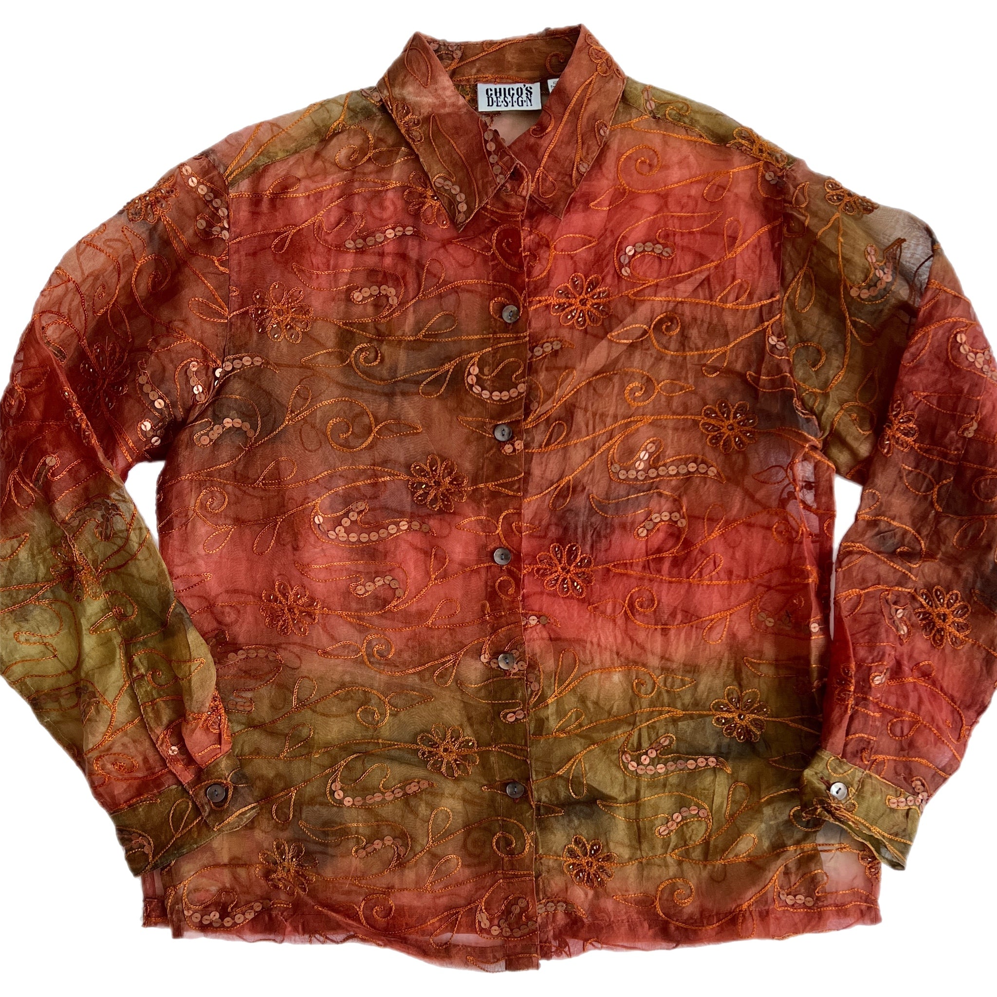 Sheer silk ombré shirt