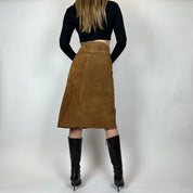 1970s Suede A-line Midi Skirt (XS)