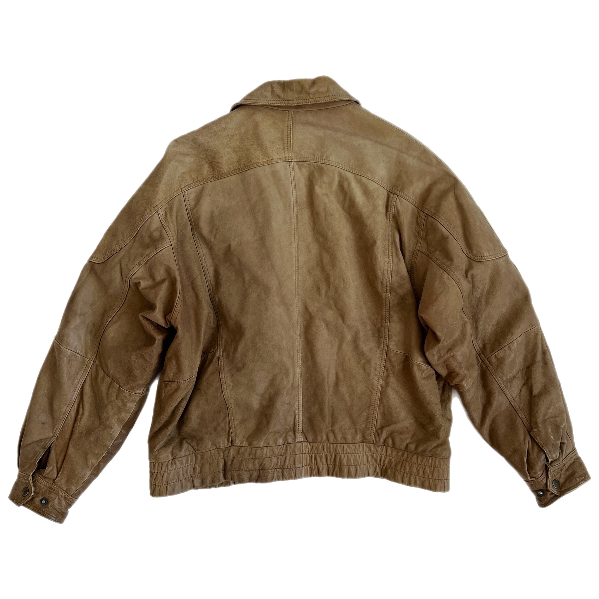 Vintage tan leather bomber