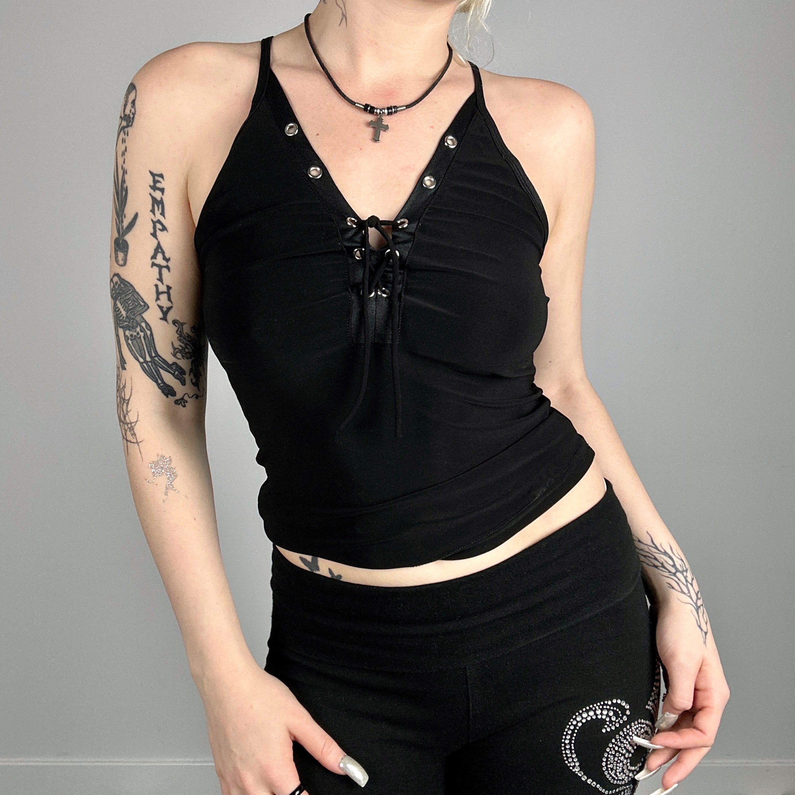 Vintage Gothic Lace-Up Tank