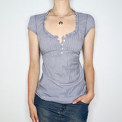 Blue Gingham Babydoll Top (S-M) 